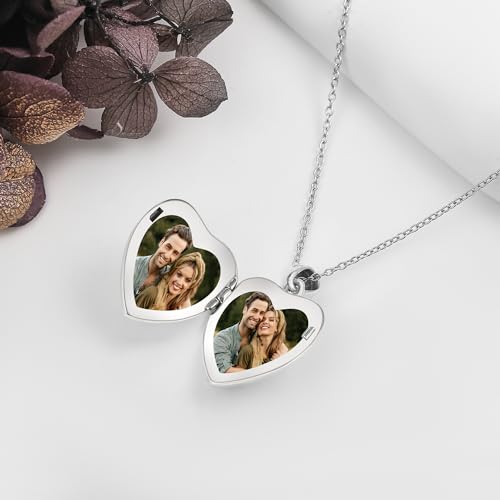YFN Locket Necklace 925 Sterling Silver Heart Locket Necklace that Holds Pictures for Women Jewelry Gifts3