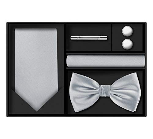 Image of Tie G .5pcs Tie set in a gift box : Tie sets : Solid color Neck tie,Satin Bow tie,Pocket Square, Lapel, Cuffs link