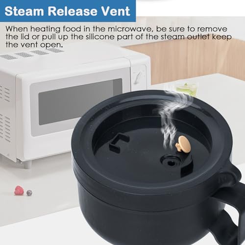 Image of Ramen Bowl,Ramen Cooker,Microwave Ramen Bowl,Microwave Safe Soup Bowl,Portable Ramen Cooker, Instant Ramen Noodle Bowls For Home Office Dorm Apartment motor home etc