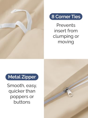 Image of Duvet Cover Oversized Queen Size - 3 Piece with Zipper Closure - Cream