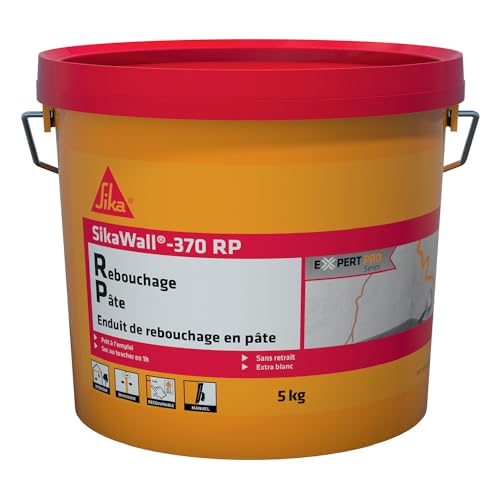 SIKA - Enduit de rebouchage en pâte - SikaWall-370 RP blanc - Rebouchage, garnissage, nivellement - Mur et plafond intérieur - Prêt à l’emploi - 5 kg