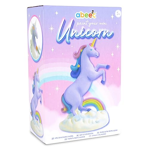 abeec Paint Your Own Unicorn Arts and Crafts Set With 6 Paints and 2 Paintbrushes for Kids