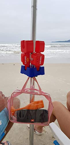 Suporte mesa dobrável e retrátil ideal para guarda sol praia e piscina com caixa fechada porta bebid