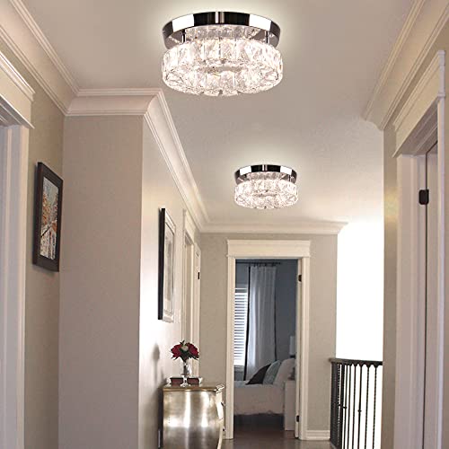 Ypqxyhda 250XDY-DMB Dimmable Modern Crystal Chandeliers Led Ceiling Light With Remote Flush Mount Small Chandelier For Hallway Foyer Kitchen,Stair,Closet,3 Colors Adjustable thumb #5