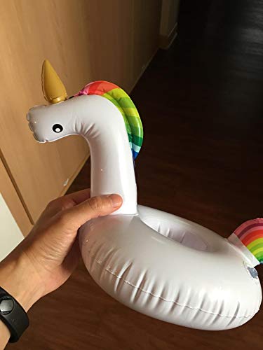 DMAR Getränkehalter Pool, Mini Aufblasbare Getränkehalter mit Reparaturflicken, 5 Stück Flamingo Einhorn, Aufblasbare Schwimmend