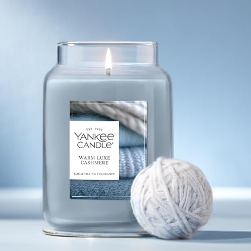 Yankee Candle Large Jar Scented Candle with up to 150 Hour Burn Time, Premium Plant Wax Blend for Consistent Burn, 22 oz Jar Candle with Room Filling Fragrance, Warm Luxe Cashmere