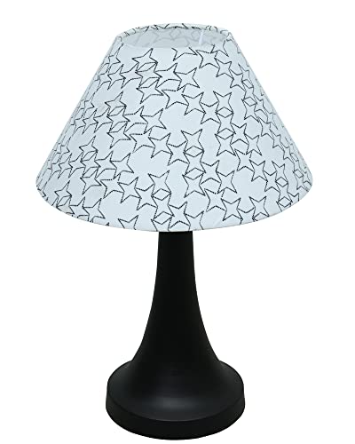 Image of Homesake Black Cone Crystal Metal Table Lamp for Living Room, Lamps for Bedroom, Modern Bedside Light, Decorative Night Lamp for Bedroom, Study, Office, Home Decor Lighting, Urn, White Star Shade