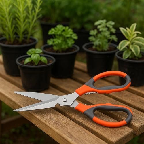 Image of Plant Scissors for Home Gardening, Non-Slip Handle with Easy Grip, Rust-Resistant, Heavy-Duty, Ideal for Trimming, Cutting, Cracking Nuts & Bottle Opener