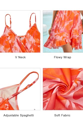 Image of Newshows Women's Lightweight Summer Wrap Dress 2026 V Neck Spaghetti Strap Midi Beach Vacation Sundress