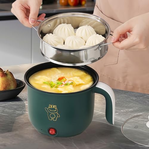 Mini cuisinière électrique avec cuiseur à vapeur de 1,5 L, cuisinière électrique portable, mini poêle électrique, pot chaud électrique pour maison, bureau, dortoir – Image 6