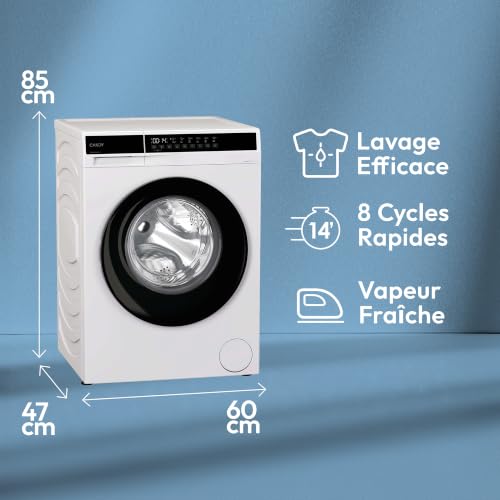 CANDY - Lave-Linge Hublot - Machine à Laver 7kg/1200 trs/min - Classe Énergétique A - Plusieurs Programmes - Fonctionnement Economique - Blanc - 85 x 60 x 47 cm - Modèle EY 27SB7-S – vue 2