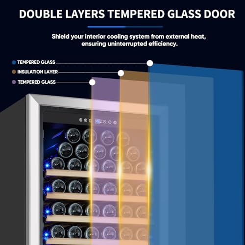 Image of ORYMUSE Large 200 Bottle Wine Fridge - 24 Inch Wine Cooler Refrigerator, Freestanding and Built-in Design, Upgraded Compressor Cooling, Intelligent Temperature Memory