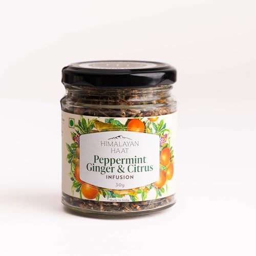 Image of Himalayan Haat Peppermint, Ginger & Citrus - Caffeine-Free Herbal Tea Blend | Anti-Inflammatory | Supports Digestive, Immune & Respiratory Health | Promotes Relaxation | 30g