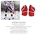1 Pair Red Ice Hockey Gloves Hand Protection Adult Ice Hockey Gloves for Roller Skating (9 Inch)