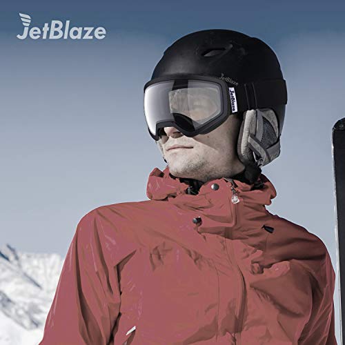 JetBlaze Ski Goggles, Dual Layers Lens Anti-Fog UV Protection Spherical Snowboard Goggles for Men Women Youth Adult (Clear Lens with Black Frame) - Thumbnail 6