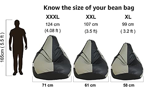 Image of Amazon Brand - Solimo Classic XXL Bean Bag Cover (Without Beans) - Black And Grey