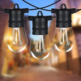 Zuske LED Outdoor Garden String Lights, 100FT/30M Festoon Patio Lights Mains Powered with 50+3 LED Filaments Shatterproof Waterproof IP65 Vintage Plastic Bulbs for Garden Party Wedding Warmwhite