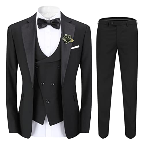 Cloudstyle Mens 3 Piece Suit Single Breasted Vest Jacket Pants Sets