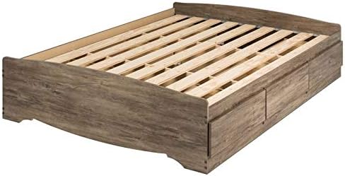 Prepac Queen Mate's Platform Storage Bed with 6 Drawers, Drifted Gray