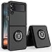 TJS Compatible with Samsung Galaxy Z Flip 3 5G Case, Defender Metal Ring Kickstand Magnetic Support Drop Protective Cover Phone Case (Black)