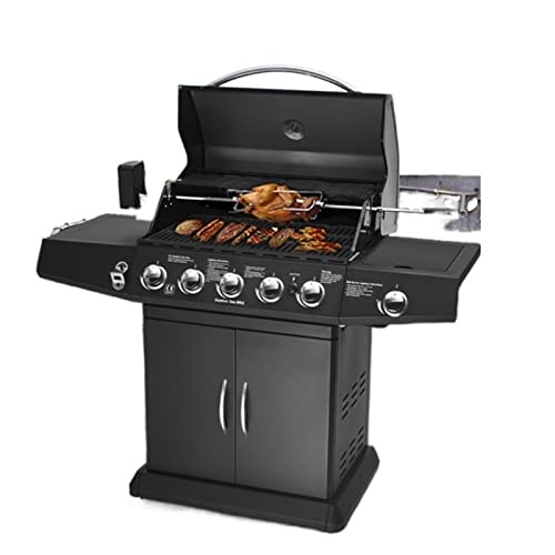 Multifunctionele barbecue Gas- en houtskoolbarbecue, gasfornuis, zwarte gasbarbecue for buiten, vijf branders… - Afbeelding 3
