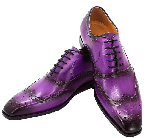 Santimon Men's Oxfords Dress Formal Wingtips Brogues Suit Shoes Genuine Leather Tuxedo Wedding Business Casual Comfortable Prom Shoes for Men3