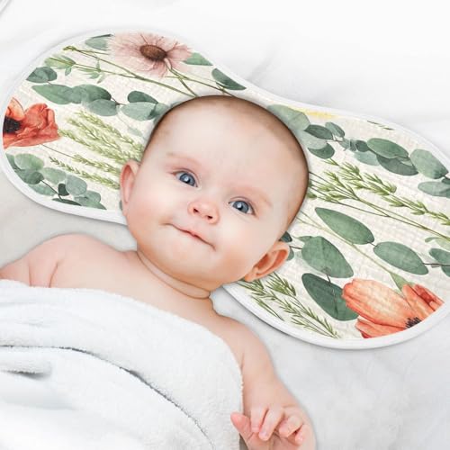 Kigai Watercolor Flowers Burp Cloths for Baby 4-Layer Cotton Muslin Burping Cloths 22x11 inch Super Soft & Absorbent Spit Up Burp Rags for Newborn Boys Girls 1 Pack4