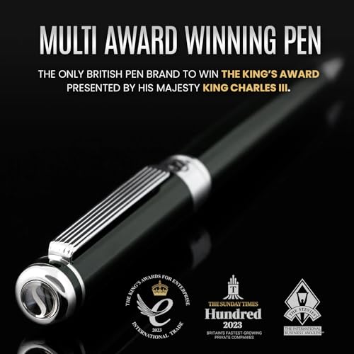 Image of Scriveiner BlackGreen Ballpoint Pen - Black Green Luxury Pen, Chrome Finish, Schmidt Black Refill, Best Ball Pen Gift Set for Men & Women, Professional Executive Office, Nice Designer Pen