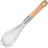Classic Stainless Steel Wooden Handle Whisk 11-Inch | Perfect Whisking Size | Kitchen Whisk for Beat