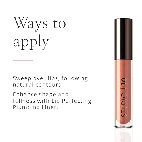 Studio 10 Lip Perfecting Balm Gloss - Triple-Action Hydrating Tinted Lip Balm & Gloss - Ultimate Lip Treat for Hydrated, Luscious Lips - Wearable Peach Shade - Image 6