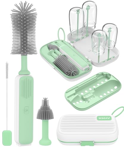 Image of Electric Baby Bottle Brush Cleaner for Travel – BPA-Free Silicone, One-Button 360° Deep Cleaning, 2000mAh Rechargeable, Portable Bottle Cleaning Kit with Storage Box for Home & On-The-Go
