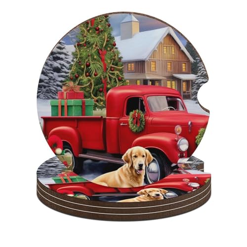 4PCS Posavasos para Autos Color Rojo Navideño miniatura 1