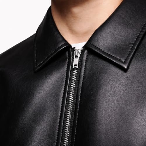 Image of Faux Leather Oversized Coach Jacket for Men | Premium Streetwear Outerwear for Winter, Travel, Parties | Classic Stylish Design
