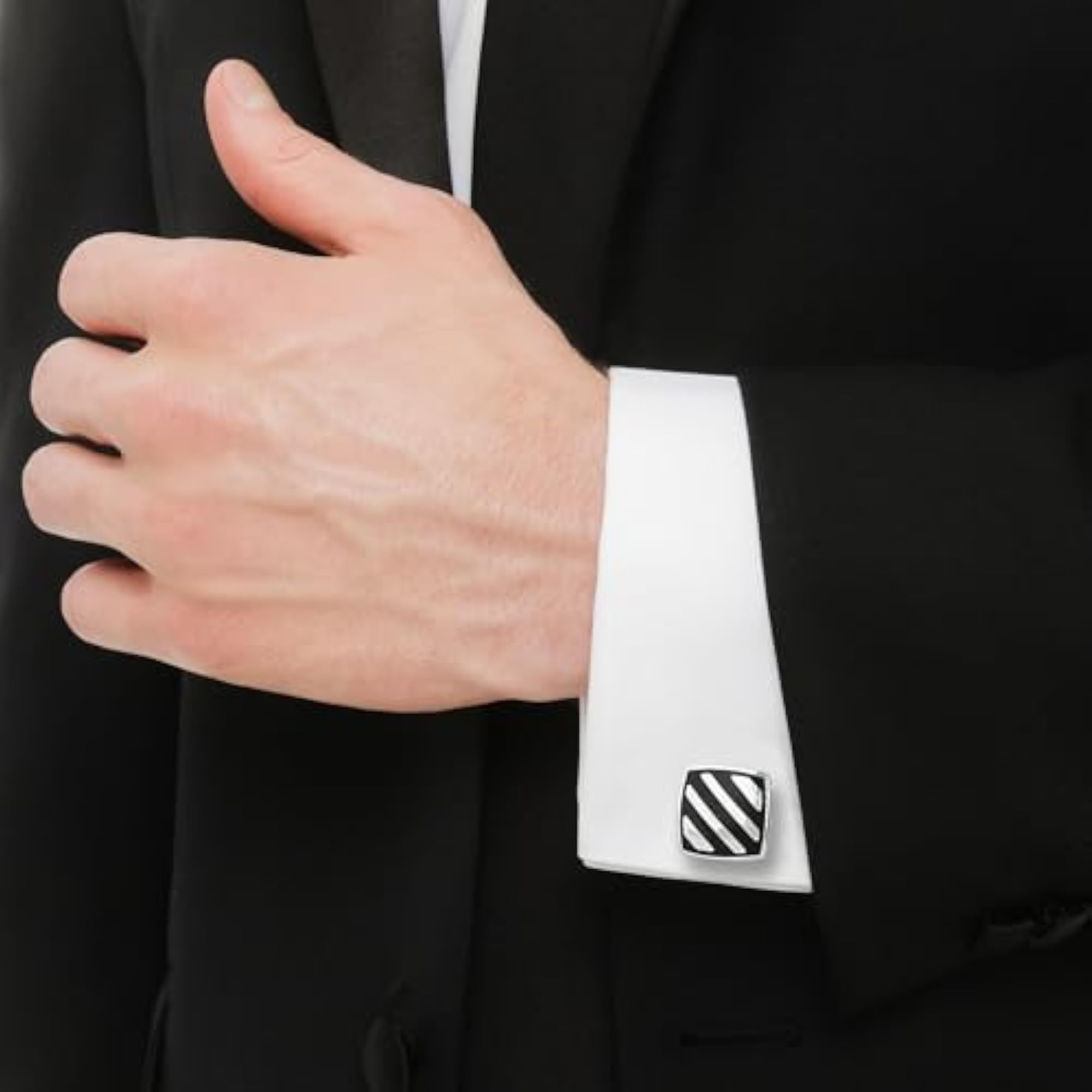 Men's Silver Plated Cufflink and Tie Pin Combo Gift