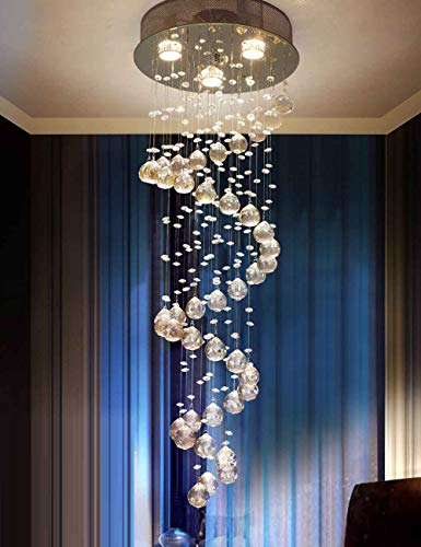 Lustre Cristal pour Plafond Haut | Solution Éclairage Escalier et Salon