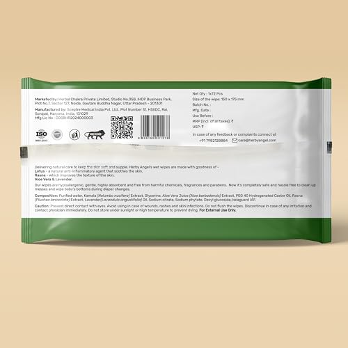 Image of Baby Wet Wipes with Lid, 99% Pure Water, 72 Wipes (Pack of 5)