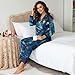 Amzbeauty Long Sleeve Pajama Sets For Women Blue Butterfly Flowers Print Soft Casual Button Down Tops With Pjs Pants Fashion 2 Pieces Loungewear