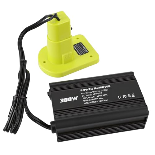 TIKATARER Inversor de Corriente de 300 W Convertidor de CC A CA, 2 Salidas de CA 1 Tipo C 1 USB A QC3.0 Convertidor de 18 W, Inversor de Ventilador de Refrigeración de Protección Inteligente con