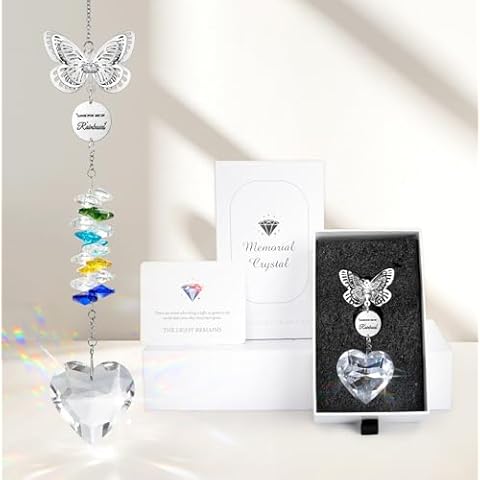 MACEVIA Sympathy Gift for Loss of Loved One, Unique Memorial Gifts Idea, Butterfly Grief Gifts for Women Grandma, Clear Crystal Ball Suncatcher, Bereavement Gifts in Memory of Mom Dad Husband Son Dog Cover