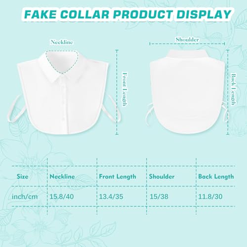 Fake Collar, Collar for Women, [2Pieces White+Black] Shirt Collar Dickey Collar, Half False Blouse Collar for Women & Girls Favors (M)2