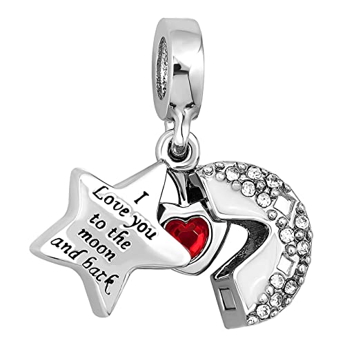 Abalorio de corazón en plata con circonitas para pulseras y collares de mujer