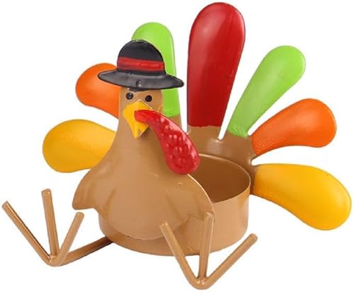 Portavelas de pavo de Acción de Gracias de metal, candelabros de té de pavo sentado sentado de pie, soporte de vela de té de pavo Soporte para velas