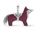 American West Jewelry Sterling Silver Red Jasper Gemstone Fox Pendant Enhancer
