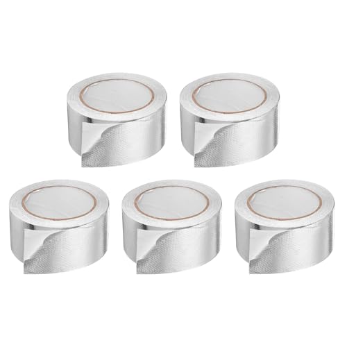 Image of HARFINGTON 5pcs Heat Shield Tape 2.17 inch x 65.6 Ft Waterproof Sunscreen Sound Insulation High-Temperature Resistance Silver Aluminum Tape Thickness for Automotive Repairs