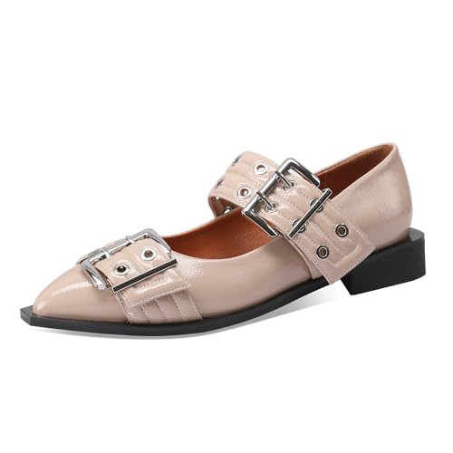 Ballerina Flats for Women Pointed Toe Flats With Studs Buckle Ballet Flats Comfortable low heeled flats2
