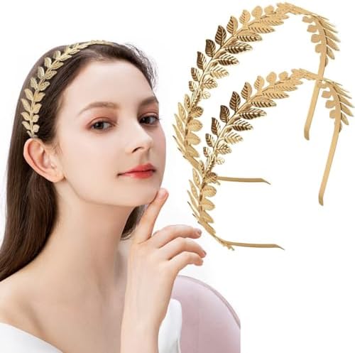 Couronne Laurier Doré Joonnair - Lot De 4 Avec Bracelets Et Boucles D'Oreilles - Style Grec Romain