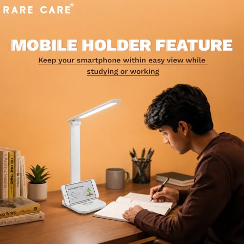 Image of RARECARE Super Bright Table Lamp for Study Room, Rechargeable LED Light, 28 LEDs, 3 Light Modes, Foldable Design, 1200 mAh Battery (Super Bright Pro)