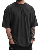 LAOARA T Shirt Oversize Homme Tee Manches Courtes Sport Col Rond Gym Tshirt Eté Légére T-Shirts Noir L