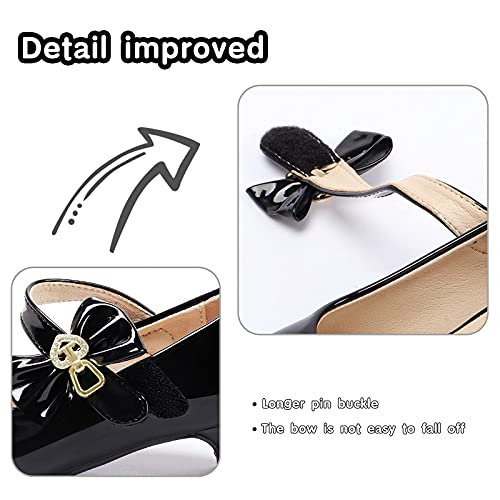ADAMUMU Girls Low Heel Shoes PU Dress Shoes for Wedding(Little Big Kids)3