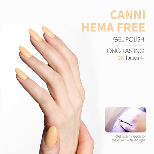 Image of CANNI Pastel Yellow Gel Nail Polish, 1Pcs Pale Light Yellow Gel Polish Color High Gloss Soak Off U V Manicure Salon DIY
